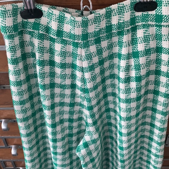Retro Inspired High Waist Green Plaid Wide Leg Pants Zara Extra Small - Picture 7 of 12